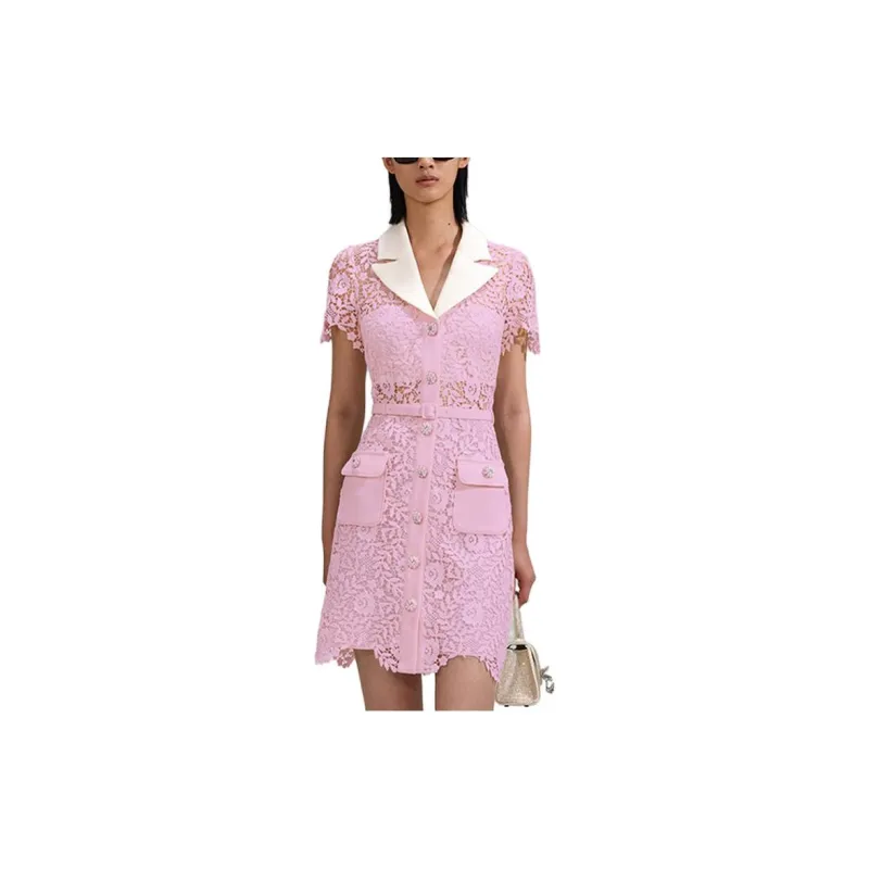 Self portrait Short Sleeved Dresses Women's Pink-1