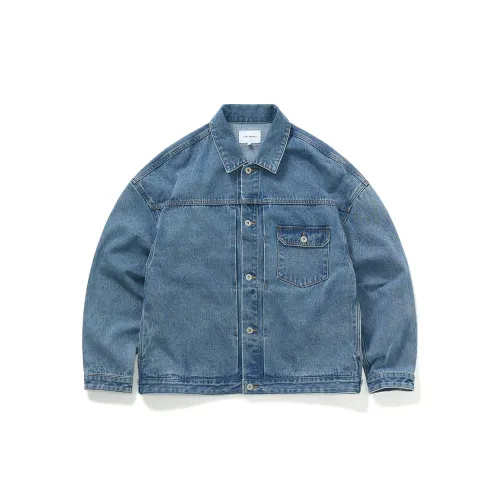 714STREET Denim Jackets Unisex Light Blue