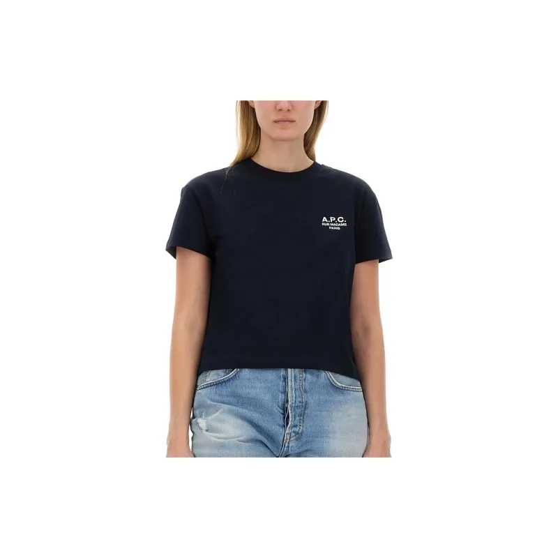 A.P.C Logo Embroidered Crewneck T Shirt-1