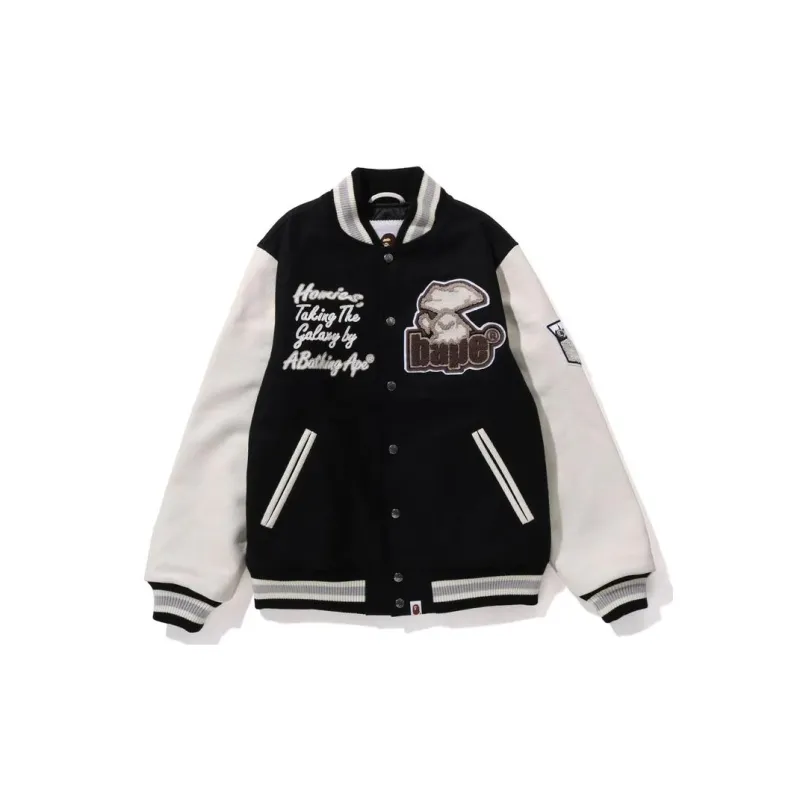 A BATHING APE Logo Patch Varsity Jacket-1
