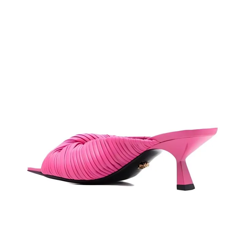 VERSACE PlissÉnappa Stylish Sandals Women's Dark Red-2