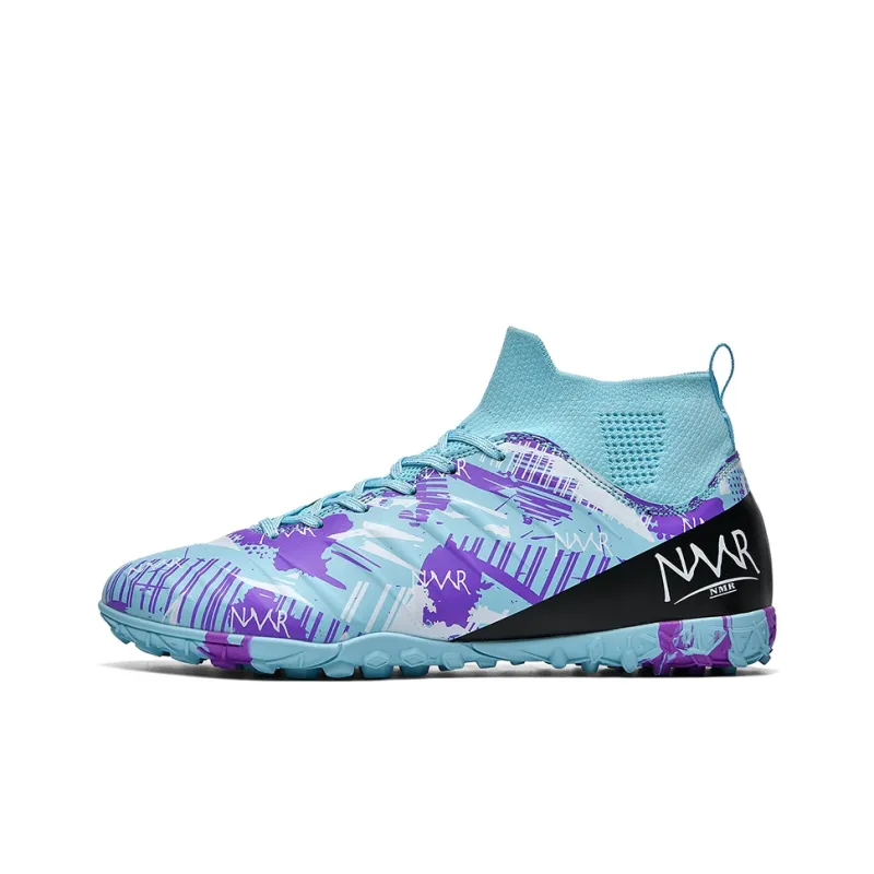 NMR FG Rubber Long Studs TF Rubber Broken Studs Water-Resistant Slip-Resistant Soccer Shoes Unisex White Blue Pink-16