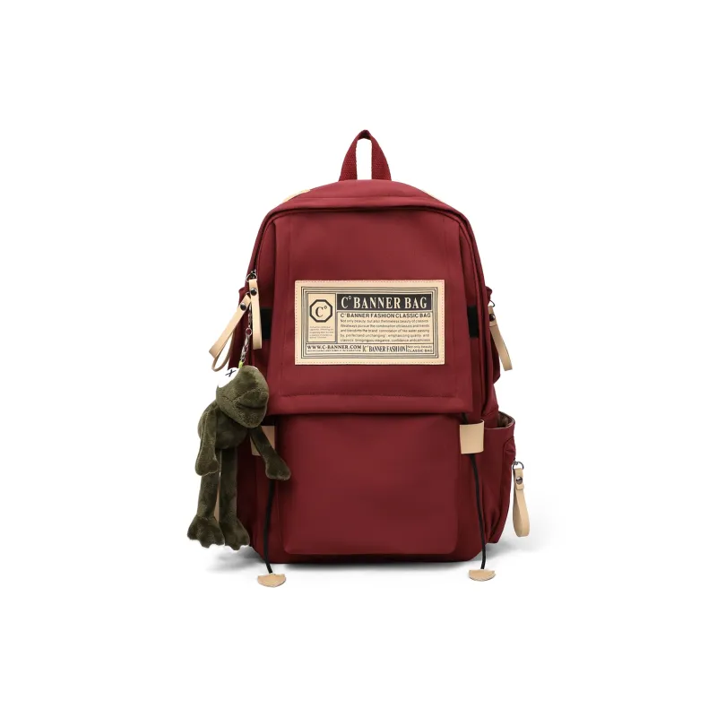 C°BANNER Fabric Backpack Large Size Unisex Red/Black-9
