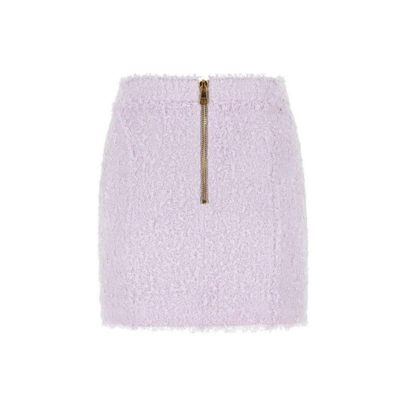 BALMAIN Logo Button Tweed Skirt-1