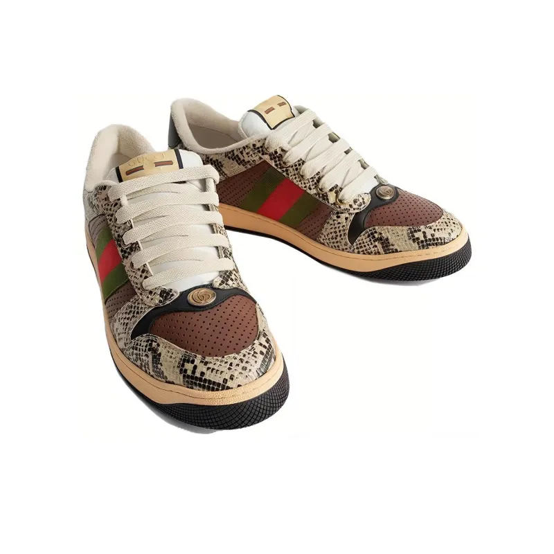 GUCCI Screener Distressed Shoes Low Top Skateboard Shoes Women's Multicolor-2