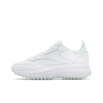 Reebok Classic Leather Anti Slip Wear Resistant Low Top Casual Shoes Unisex White Cyan
