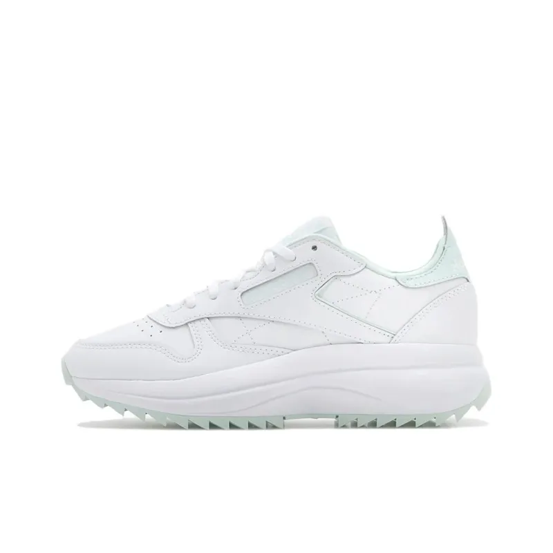 Reebok Classic Leather Anti Slip Wear Resistant Low Top Casual Shoes Unisex White Cyan-0