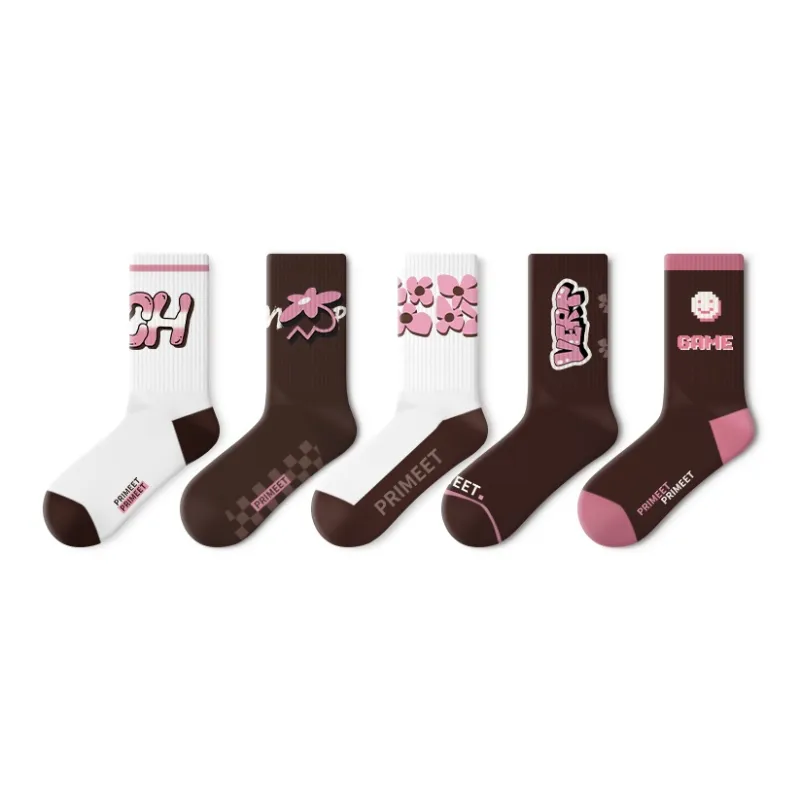 Primeet Mid Calf Socks Fall Unisex 5 Pack-31
