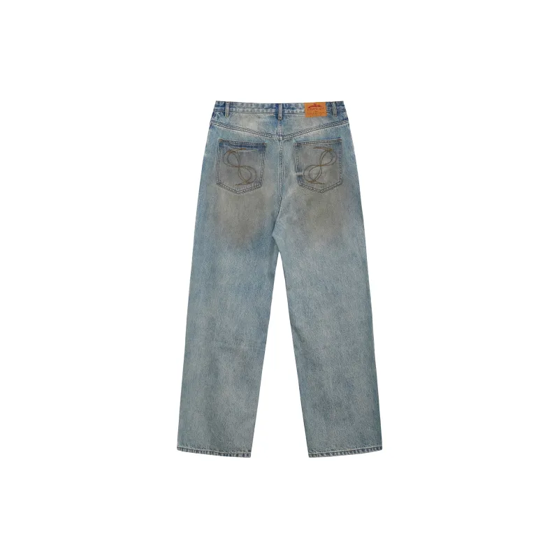 BIPOLAR All Season Jeans For Men, American Vintage Trendy Hip Hop Street Style Couple Bottom Unisex Blue-1