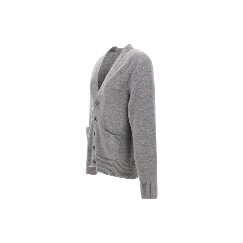THOM BROWNE Striped Long Sleeved Cardigan-2