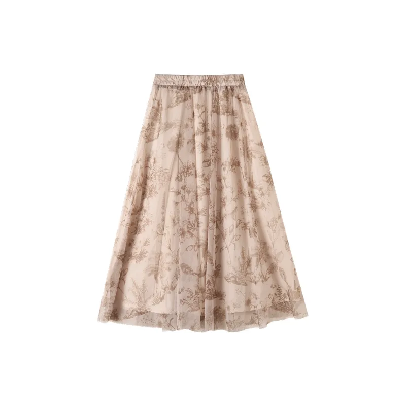 HIPPIEMISS Casual Long Skirts Women's Apricot-1