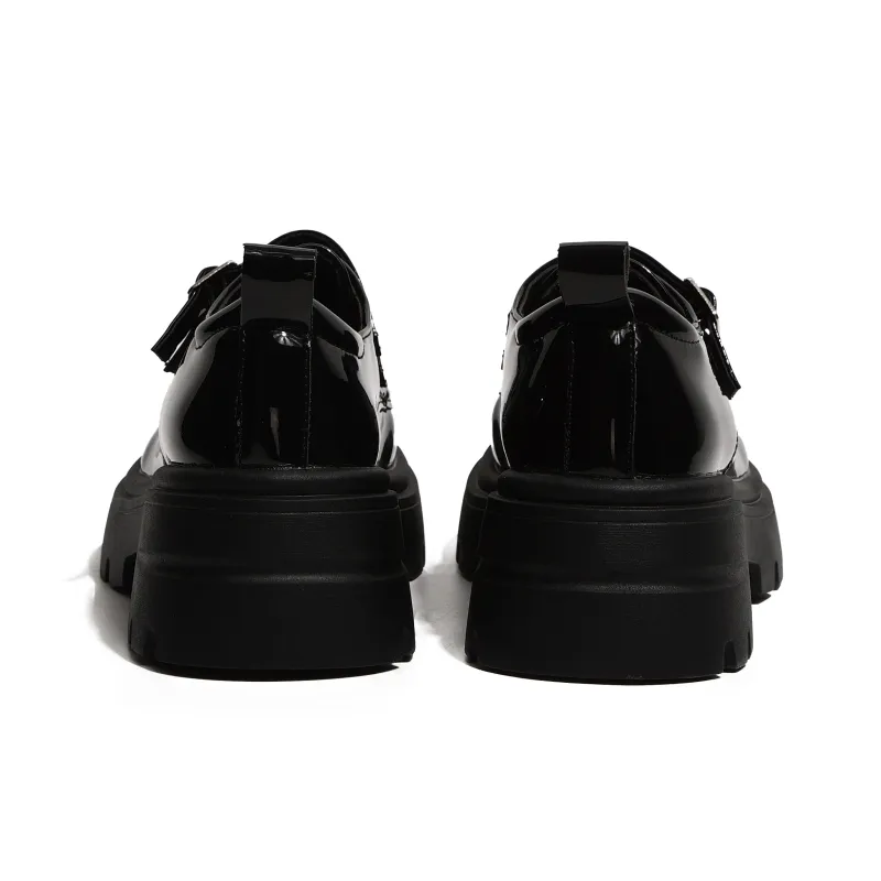 SHUXI Loafers Women's Glossy Finish Black/Matte Black-3