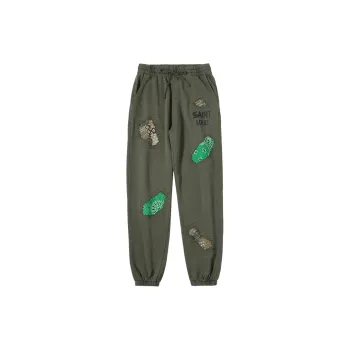 SSSAINT LOUIS Knitted Sweatpants Unisex Olive Green