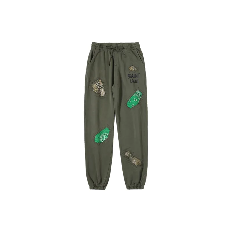 SSSAINT LOUIS Knitted Sweatpants Unisex Olive Green-0