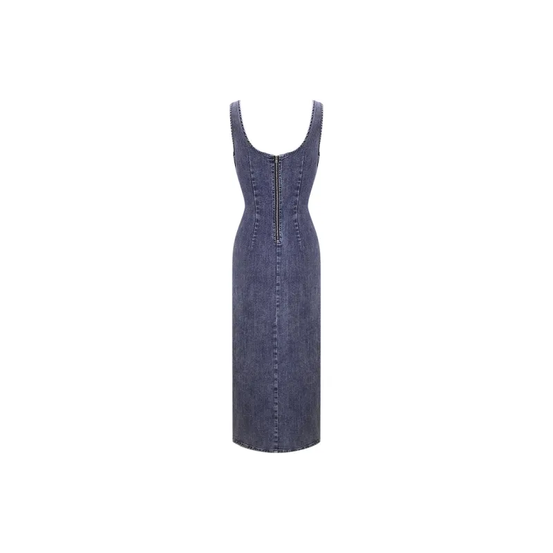 Girly Fancy Club Slip Dresses Women's Washable Blue Gray-1