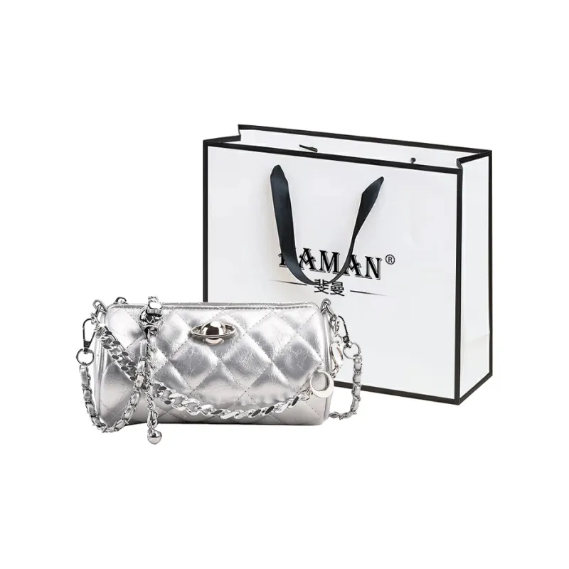FAMAN PU Crossbody Bag Regular Women's White/Silver/Black-5