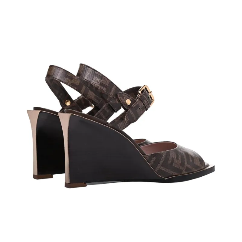FENDI Strap Sandals Women's Brown-3