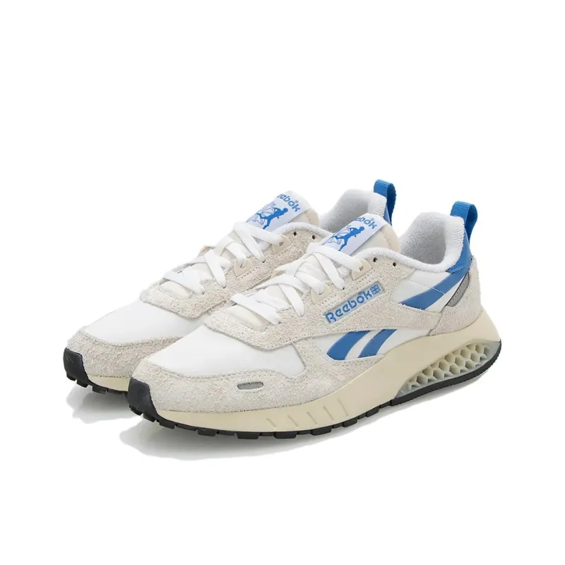 Reebok Classic Leather Anti Slip Wear Resistant Low Top Running Shoes Unisex White Gray Blue-2