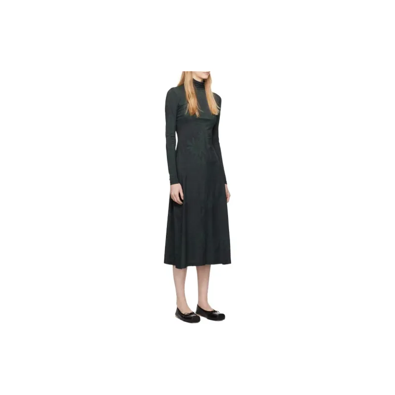 MM6 Maison Margiela Long Sleeved Dresses Women's Dark Green-3