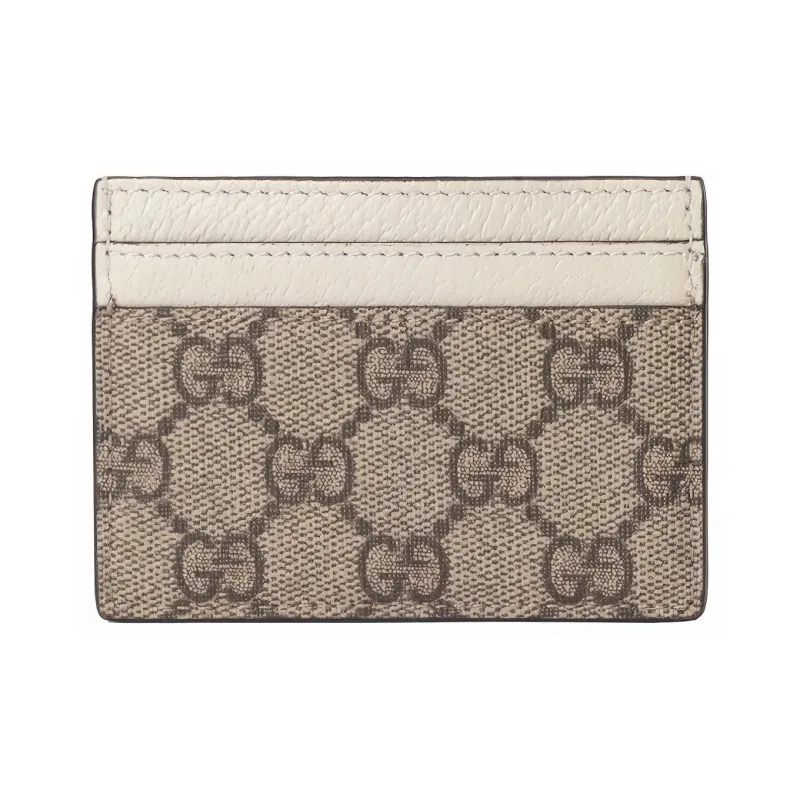 GUCCI Ophidia Canvas With Leather Card Holder With Clip Women's Ebony White-1