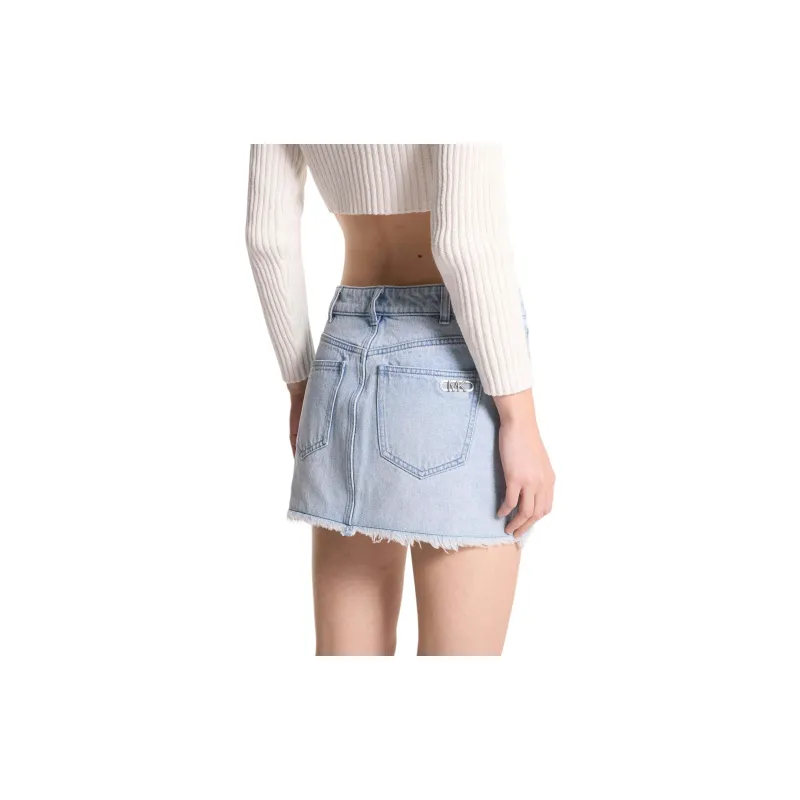 MICHAEL KORS Frayed Denim Mini Skirt-1