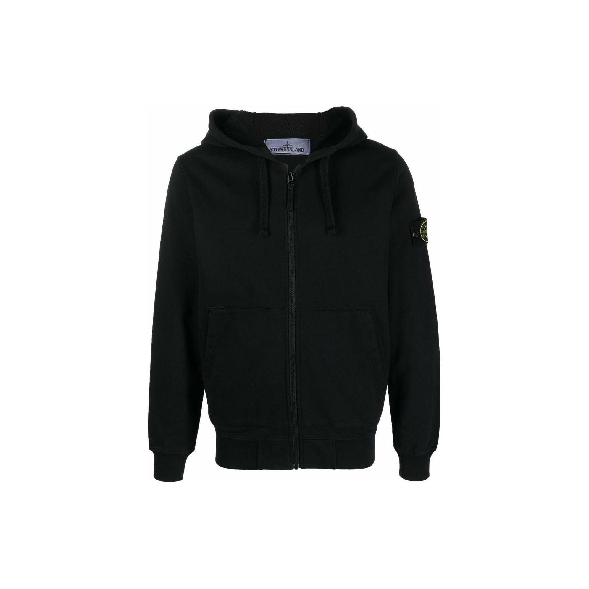 Stone island black hoodie sale sale