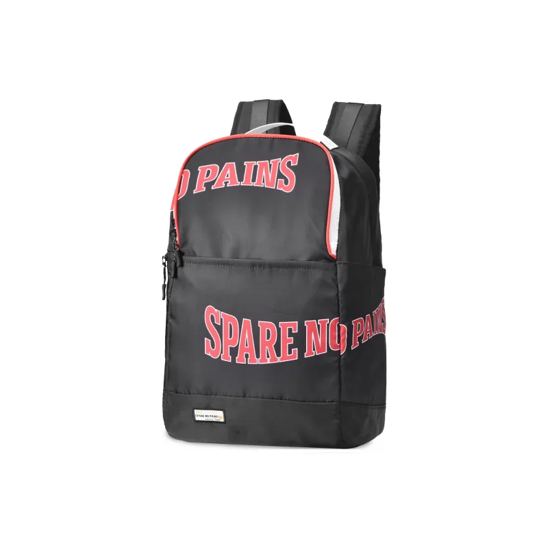 Spare No Pains. Polyester Basketball Backpack Regular Unisex Black Red-3
