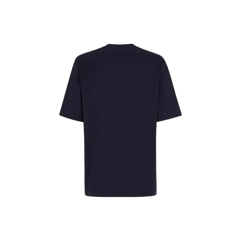 FENDI Logo Print Crew Neck Pullover Short Sleeved T Shirt Men's Navy Blue-1