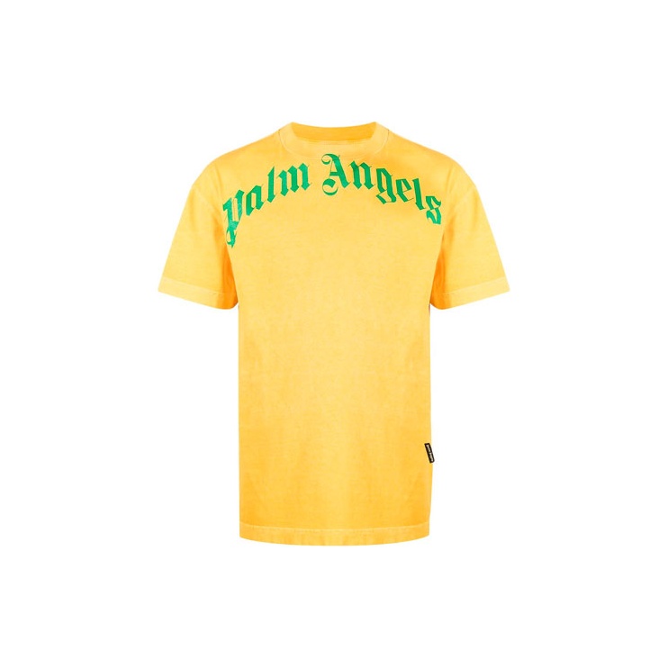 PALM ANGELS Vintage Wash Curved Logo Tee '/' S