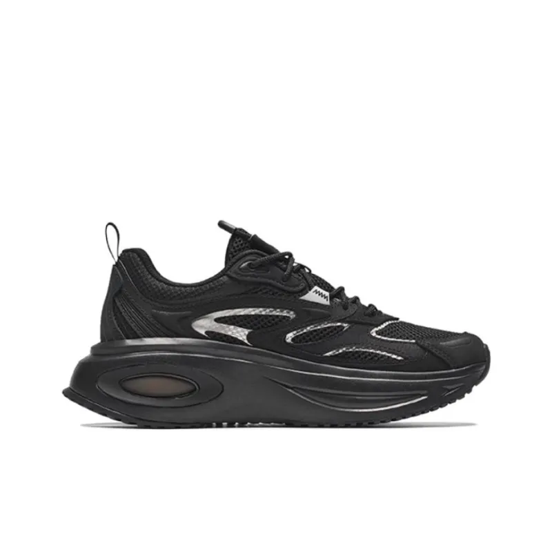 Sprandi Bubble Gum Breathable Lightweight Low-Top Chunky Sneakers Women's Black Silver-1