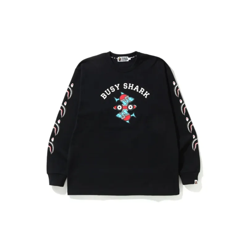 Bape Busy Shark Relaxed Fit Heavy Weight L/S Tee-0