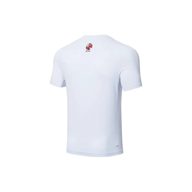 LiNing CBA Collection Professional Basketball Collection T Shirt Men's White-1