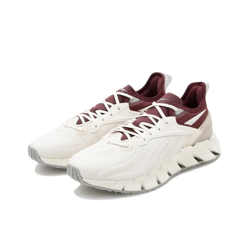 Reebok Zig Kinetica Anti Slip Wear Resistant Low Top Casual Running Shoes Unisex White Red-2