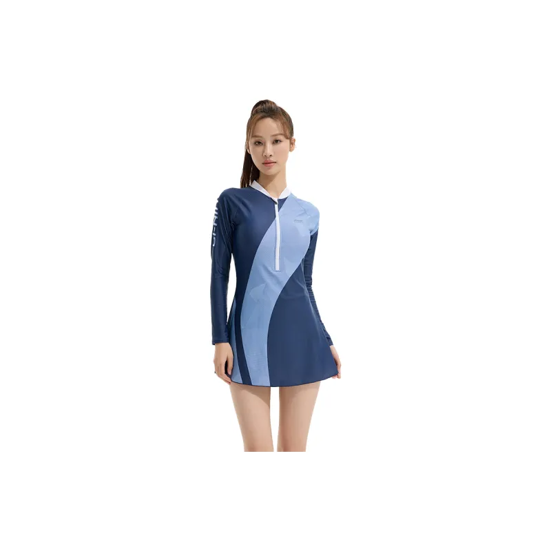 LINING Sports Fashion Collection One Piece Swimsuits Women's Blue Gray-1