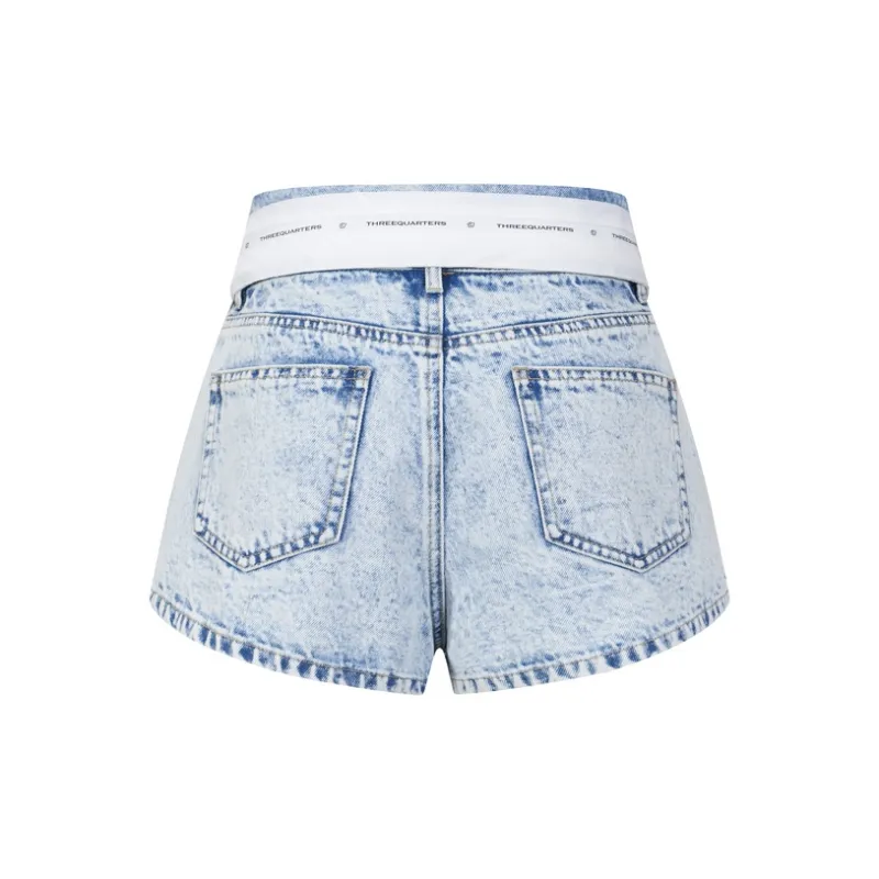Three Quarters Denim Shorts Women's-1