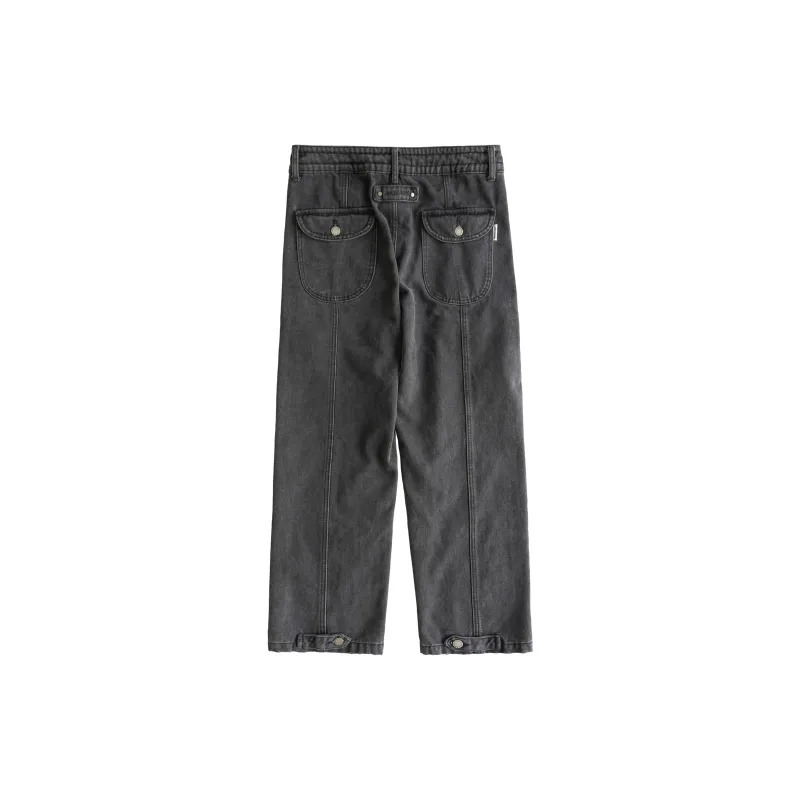 BLUELANDINC Straight Moderate Jeans Women's Black Gray Color-1