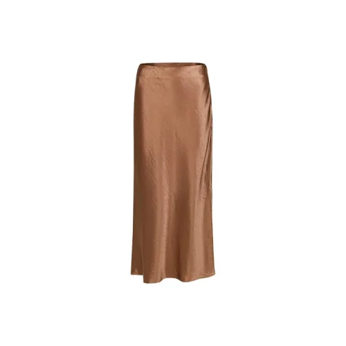 URBAN REVIVO Casual Long Skirts Women's Burnt Orange