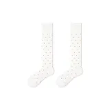White Polka Dot Calf Socks, 32cm