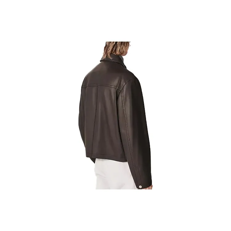 HERMES Leather Jackets Men Dark Brown-1