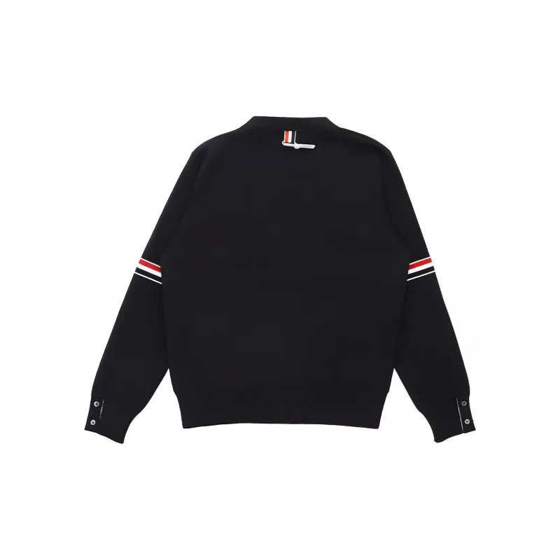 THOM BROWNE Stripe Detailed V-Neck Cardigan-1
