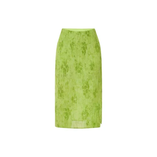 MO&CO Casual Long Skirts Women's Cold Light Green