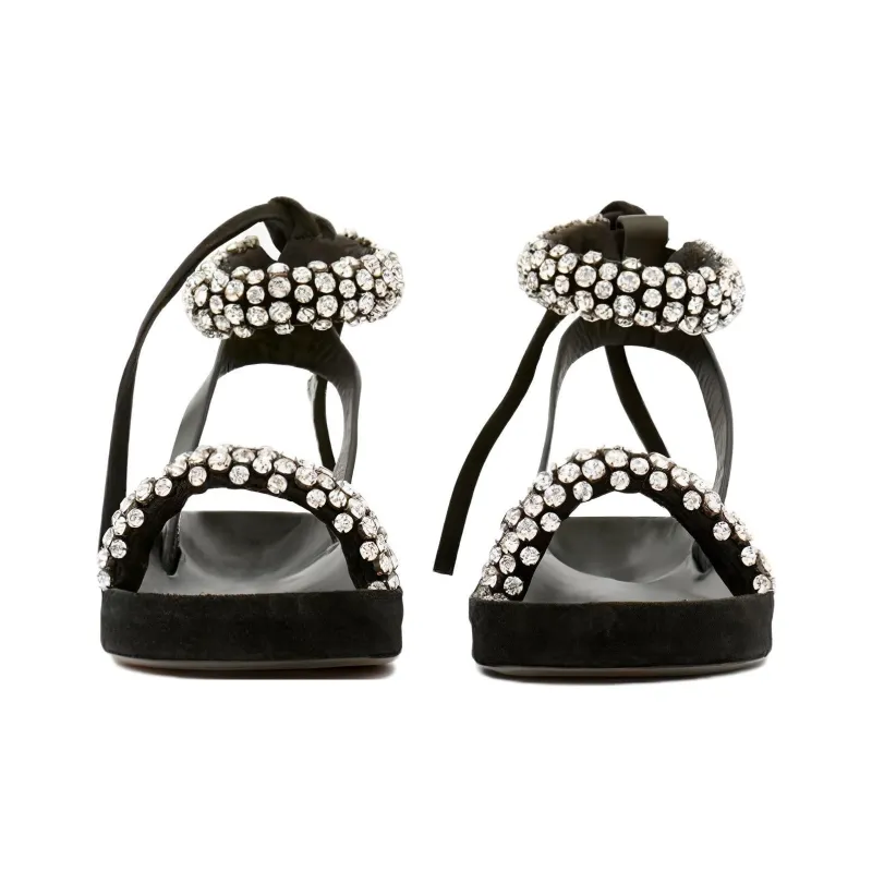 ISABEL MARANT Mellan Crystal-embellished Suede Sandals-4