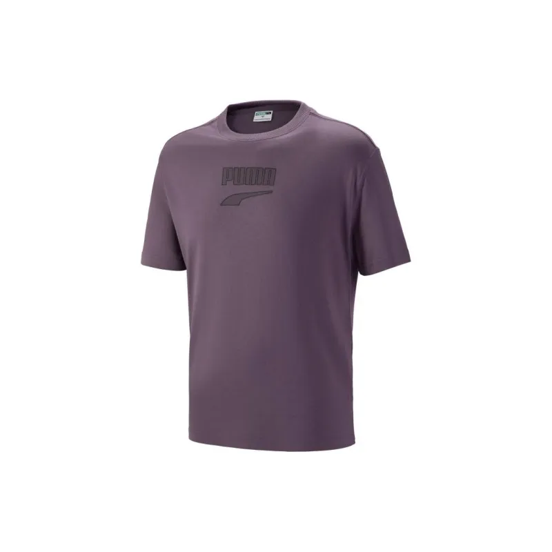 PUMA Downtown T Shirts Men Charcoal Gray Purple-0