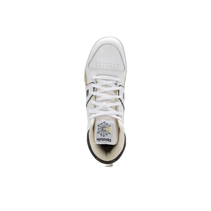 Reebok Workout Anti Slip Wear Resistant Mid Top Skateboard Shoes Unisex White Yellow-4