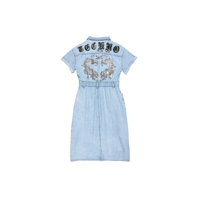 TCH Short Sleeved Dress Women's Denim Blue-1