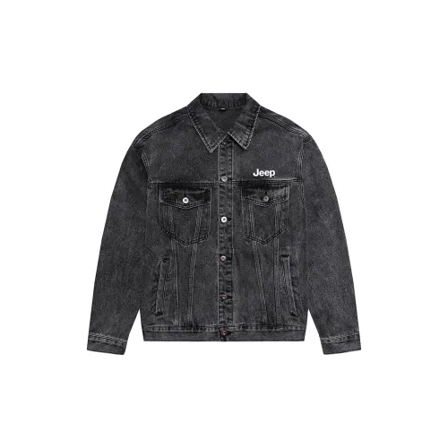 Jeep Denim Jackets Unisex Black Gray