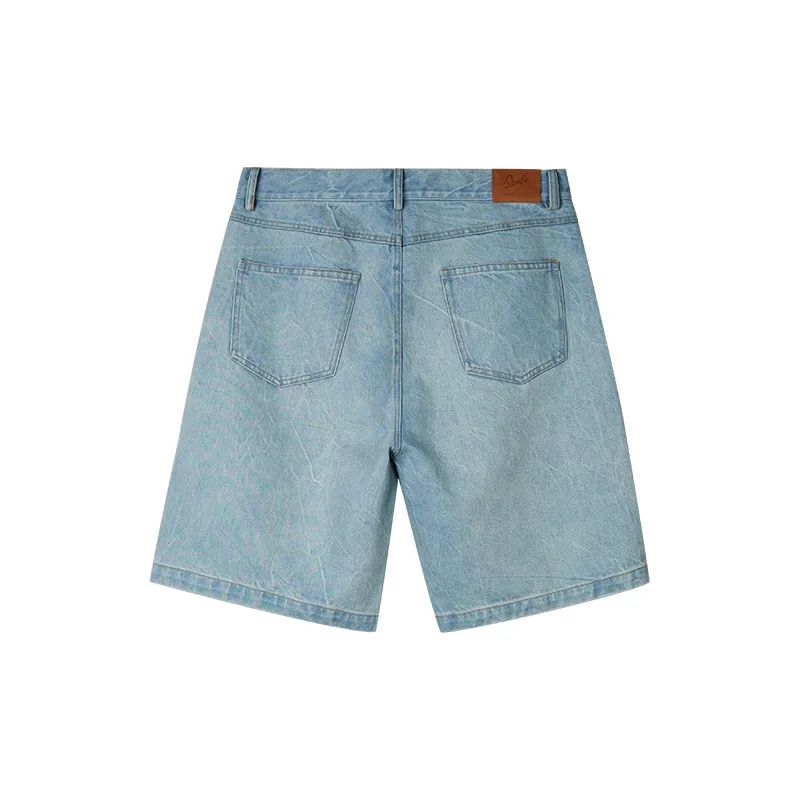 Slamble Denim Shorts Unisex Washed Denim-1