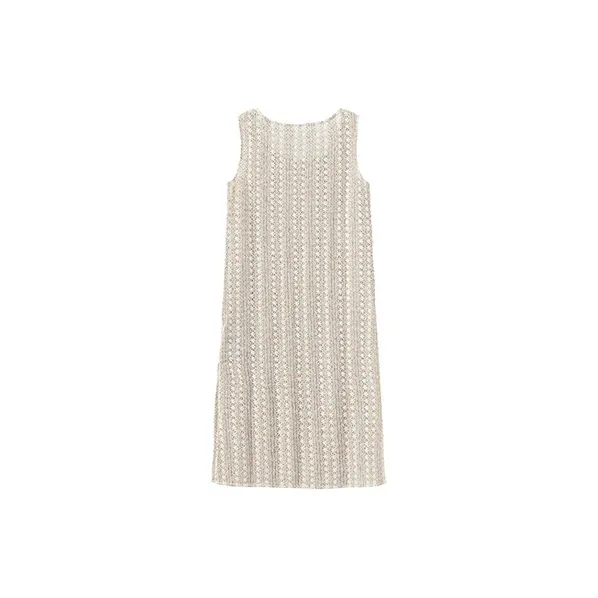 Cubic Sleeveless Dresses Women's Beige-1