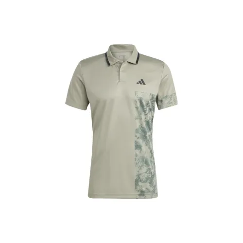 Adidas SS23 French Open Series Polo Shirts Men Eggstone Silver Gray