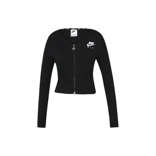 Nike Sportswear Women's Logo Embroidered Double-Zip Herringbone Jacket Black